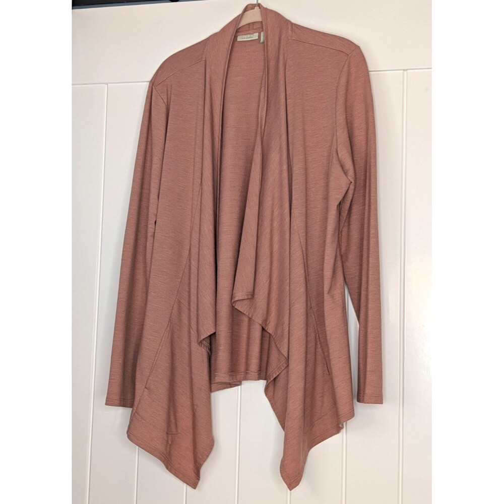 LOGO Lounge by Lori Goldstein Cascading Open Top - Heathered Clay, Large, EUC